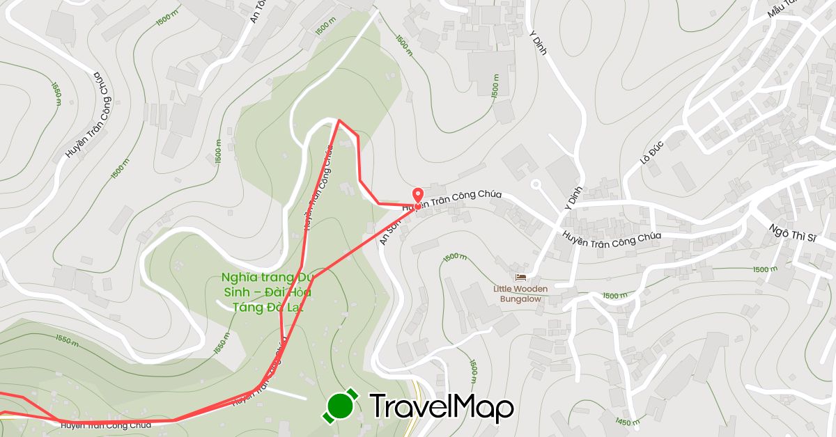 TravelMap itinerary: driving, hiking in Vietnam (Asia)