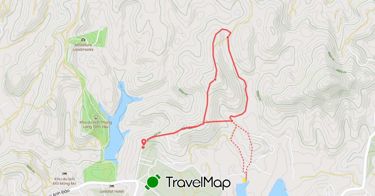 TravelMap itinerary: driving, hiking in Vietnam (Asia)