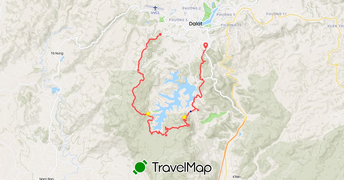 TravelMap itinerary: driving, hiking in Vietnam (Asia)