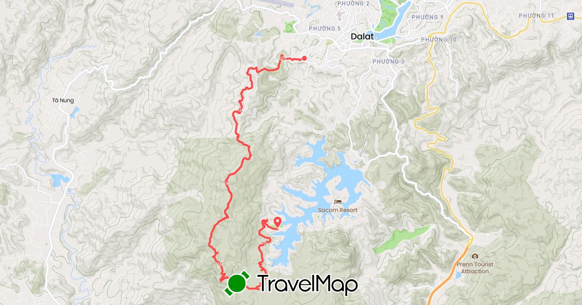 TravelMap itinerary: driving, hiking in Vietnam (Asia)