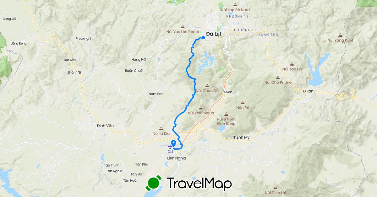 TravelMap itinerary: driving, running in Vietnam (Asia)