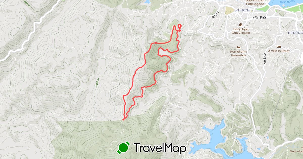 TravelMap itinerary: driving, hiking in Vietnam (Asia)
