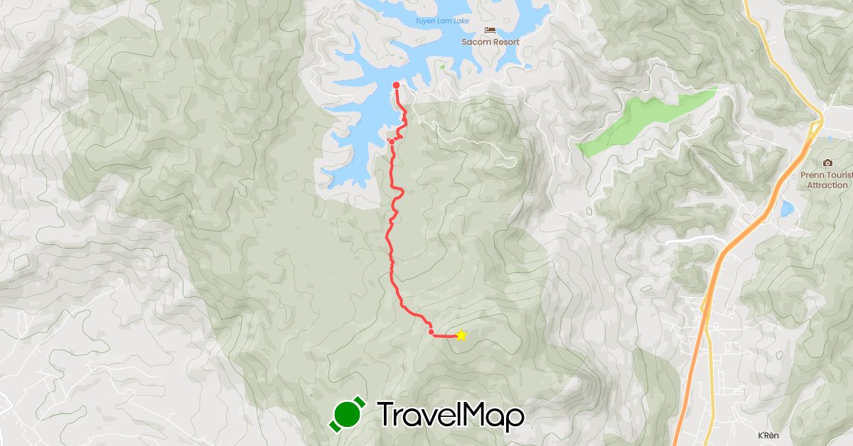 TravelMap itinerary: driving, hiking in Vietnam (Asia)