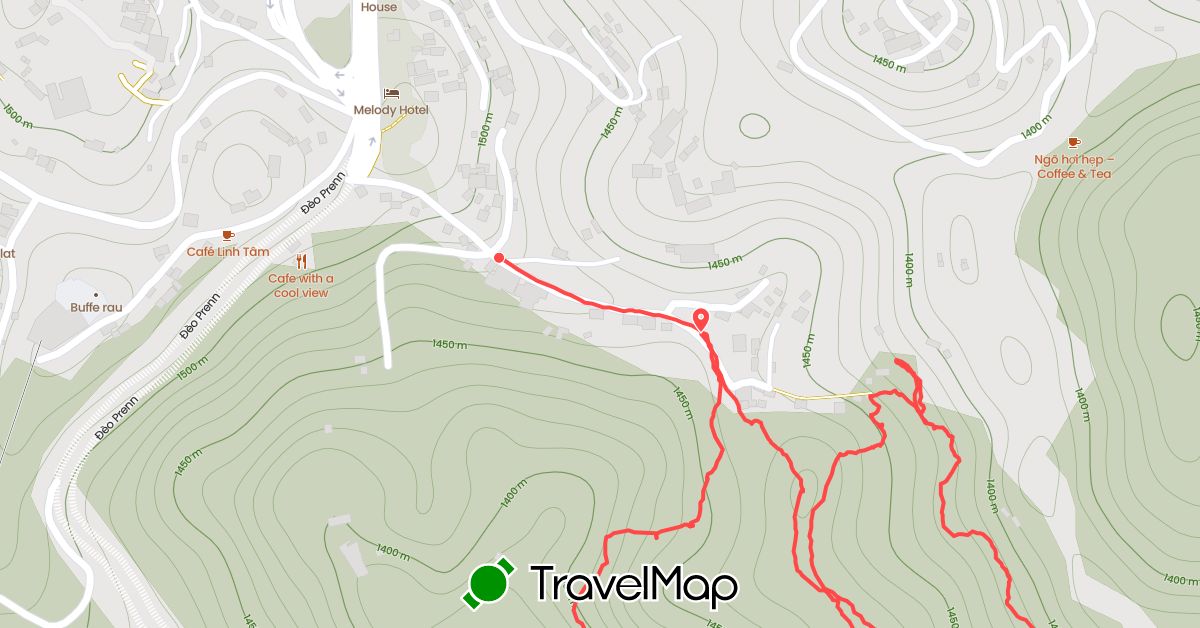 TravelMap itinerary: hiking in Vietnam (Asia)