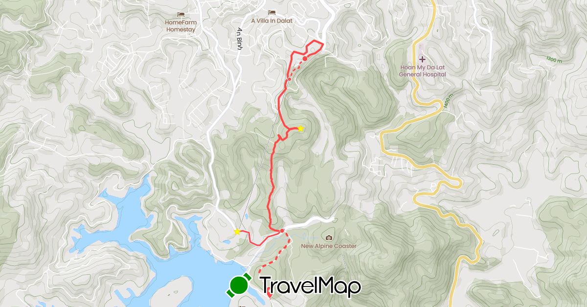 TravelMap itinerary: driving, hiking in Vietnam (Asia)