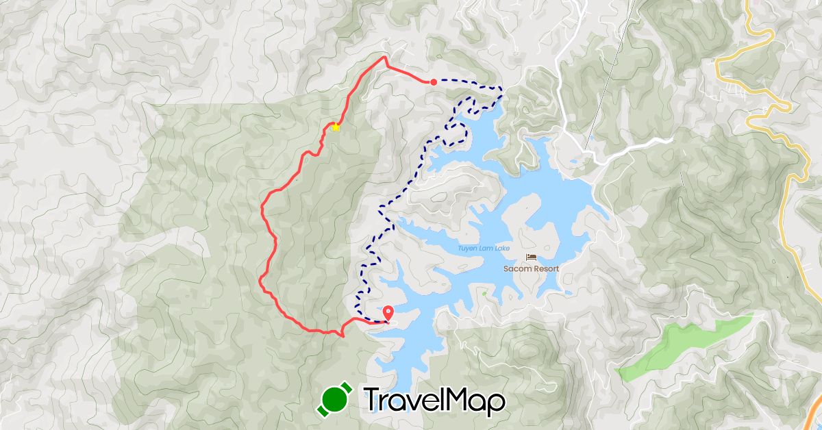 TravelMap itinerary: hiking, taxi in Vietnam (Asia)